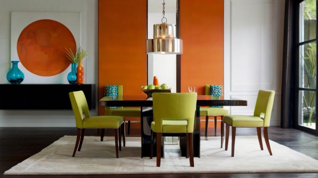 اتاق عذاخوری با ترکیب رنگ شاد و گرم و نور کافی